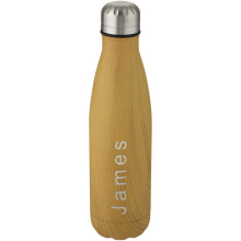 Cove 500 ml vacuüm geïsoleerde roestvrijstalen fles met houtprint - Topgiving