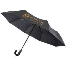 Montebello 21" opvouwbare automatische paraplu met gebogen handvat - Topgiving