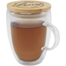 Leona 350 ml glazen beker met bamboe deksel - Topgiving