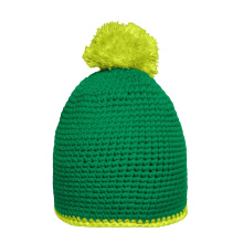 Pompon Hat with Contrast Stripe - Topgiving