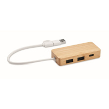 Bamboe usb hub 3 poorten - Topgiving