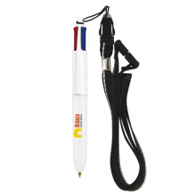 Bic® 4-kleuren mini balpen + lanyard - Topgiving