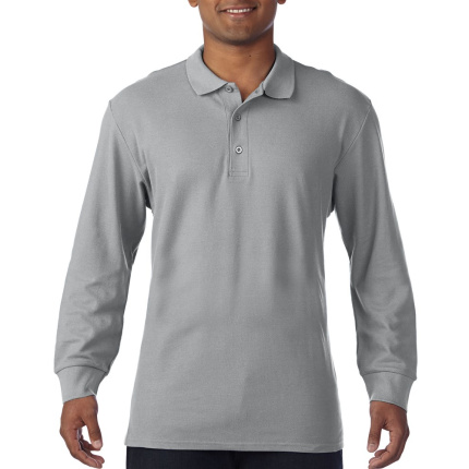 Gildan Polo Premium Cotton Double Pique LS for him - Topgiving