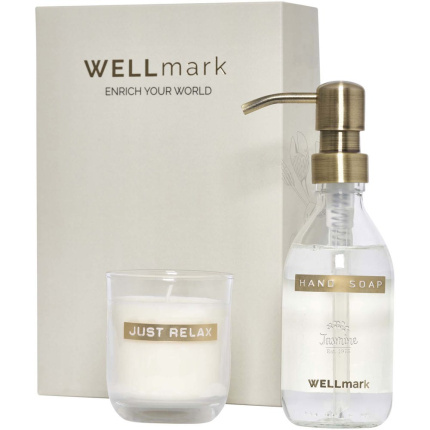 Wellmark Discovery set van 250 ml handzeepdispenser en 150 g geurkaars - Topgiving