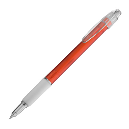Kunststof pen met rubberen grip, transparant - Topgiving