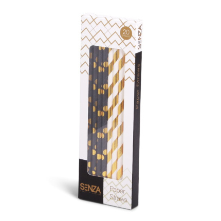 SENZA Paper Straws Gold - Topgiving