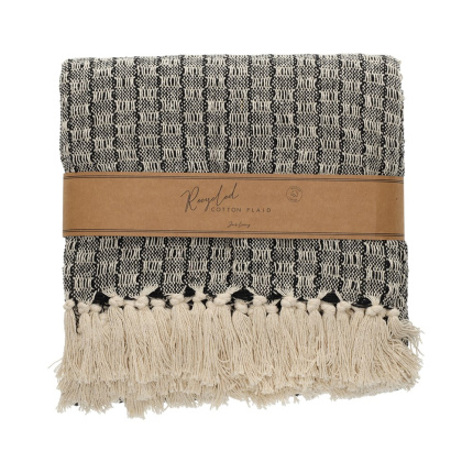 JENS Living Recycled Cotton Plaid Senn Zwart - Topgiving