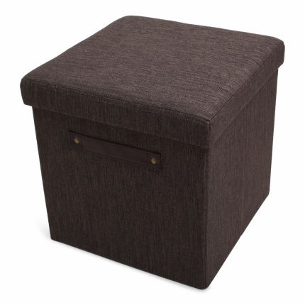 Foldable storage pouffe yarn with pu handles - Topgiving