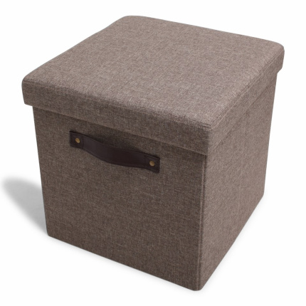 Foldable storage pouffe yarn light with pu handles - Topgiving