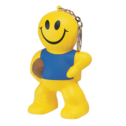 Anti-stress smiley rugby man sleutelhanger - Topgiving