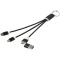 Metal 4-in-1 oplaadkabel van gerecycled aluminium met sleutelhanger - Topgiving